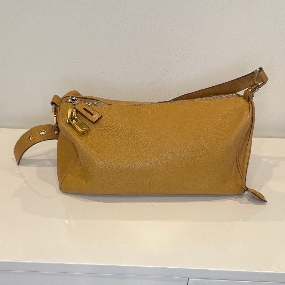 Vintage, authentic Prada tan Leather Shoulder Bag